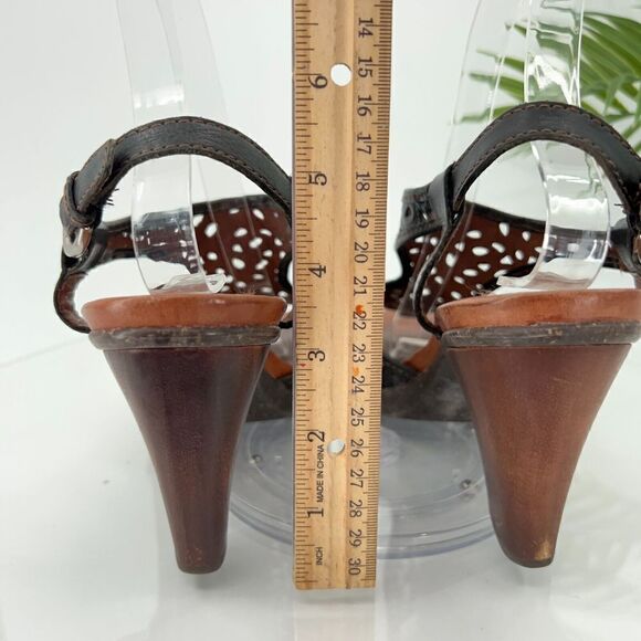 Naya Alpine Sandal Women's Size 10 M Black Leather Tooled Block Heel Slingback - Picture 7 of 16